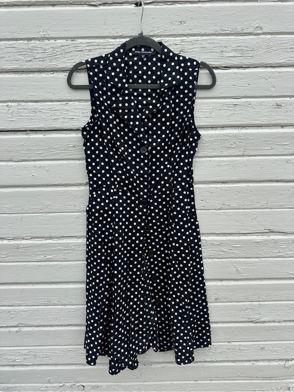 Mlle Gabrielle Black Dress with White Polka Dots